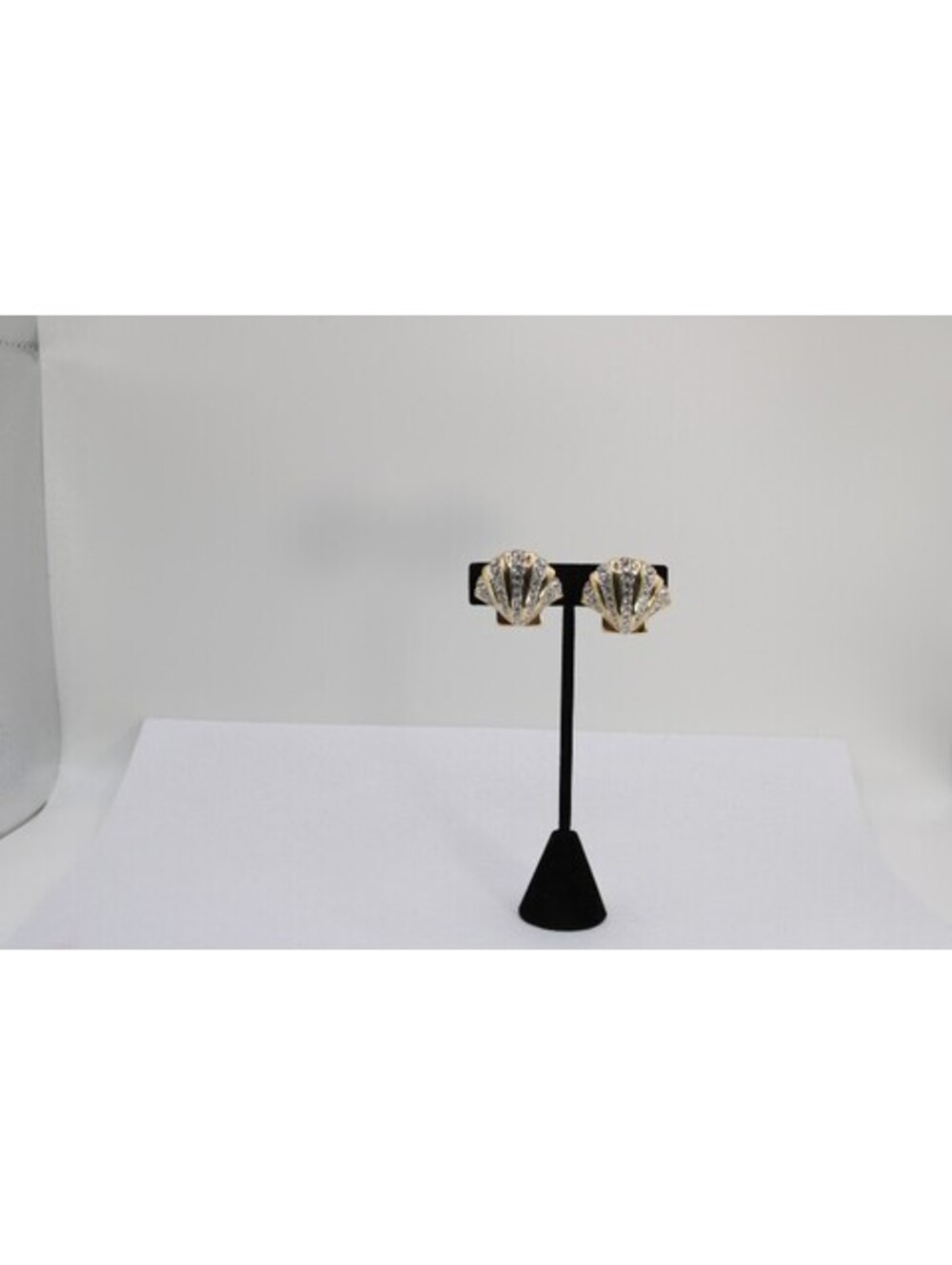 Swarovski® Vintage Gold Tone and Rhinestone Shell Clip-On Earrings